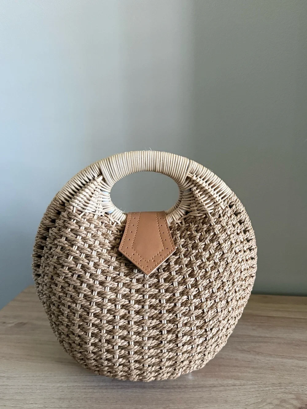 Handwoven Rattan Straw Summer Bag - Natural